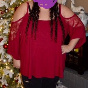 Torrid red cold shoulder top